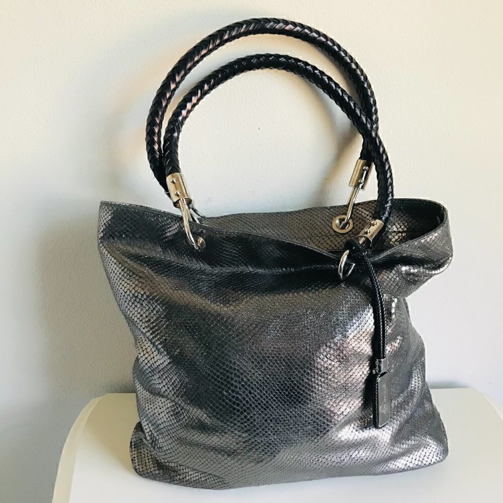 Micheal Kors Skorpios Metallic Snakeskin Bag Tote - Picture 1 of 10